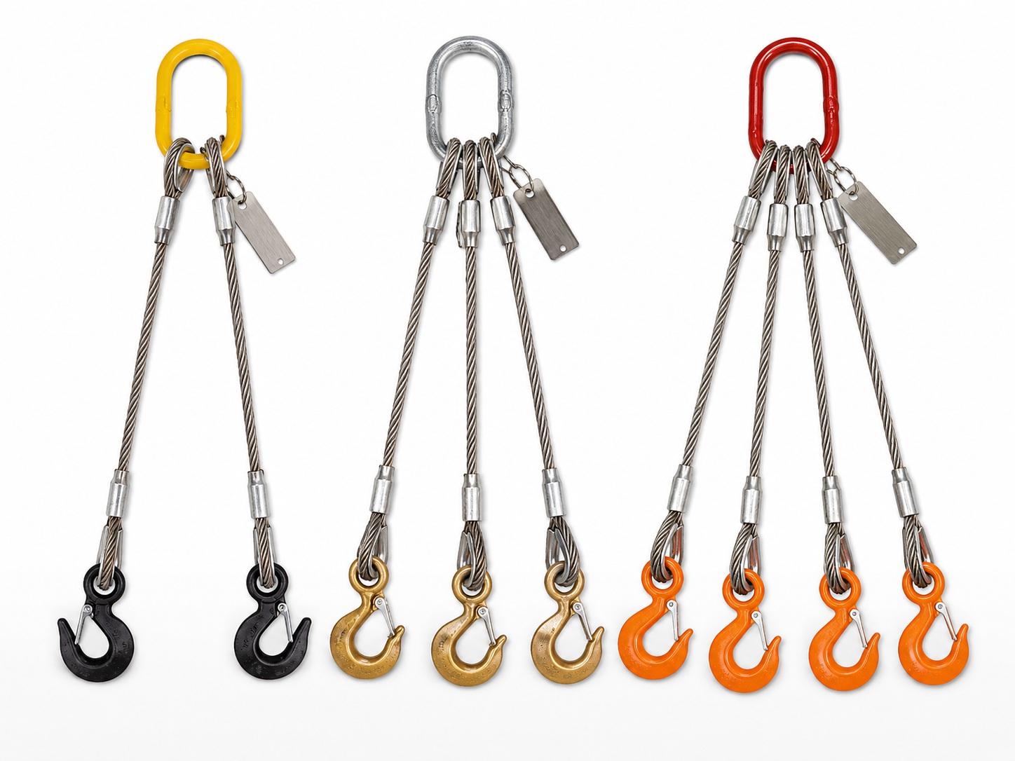 Construction wire rope sling structure with thimble eye pressed sleeve and metal tag