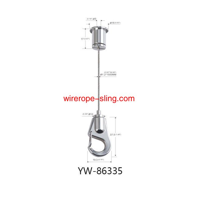 Suspended Wire Rope Cable Kit With Lobster Gripper Hook YW86335