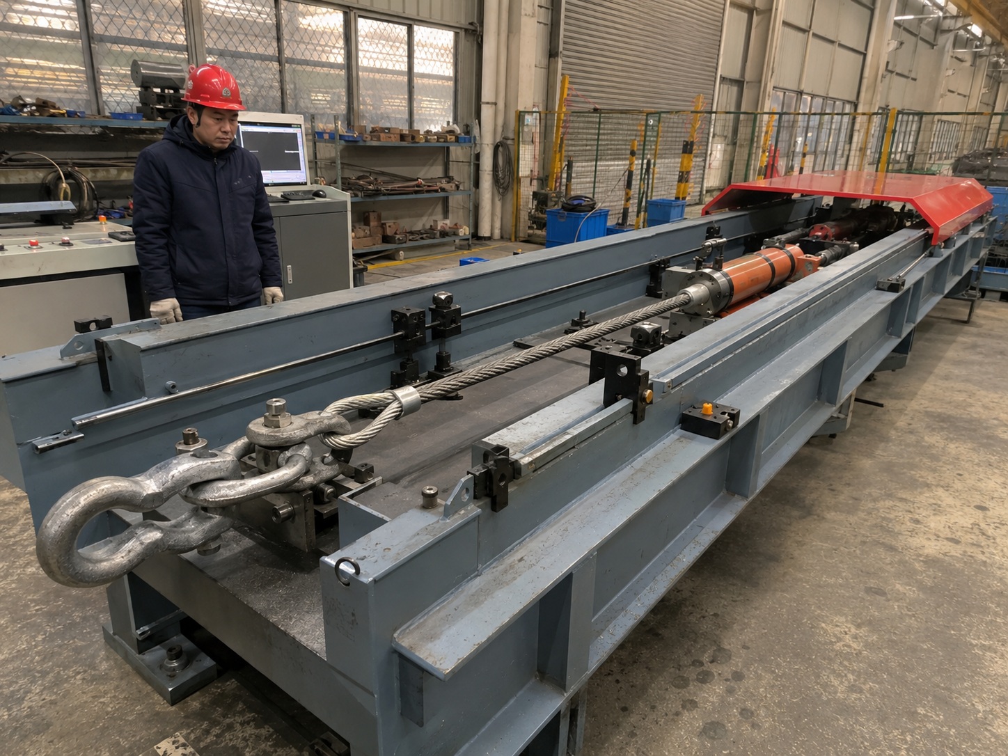 Wire Rope Sling Proof Load Test Machine Wire rope sling proof load test on horizontal tensile testing machine